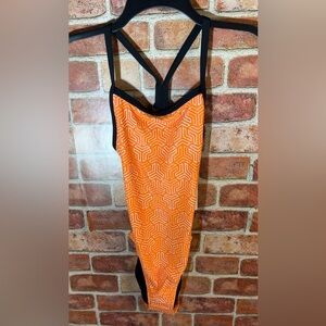 NWT Arena Kikko Challenge back team one piece  Orange and Black Swimwear